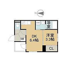 Boul´Mich´ 2階1DKの間取り