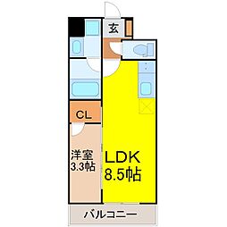 S-RESIDENCE烏森aureate 10階1LDKの間取り