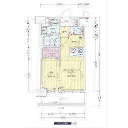 プレサンス太閤通ファシール 9階1LDKの間取り