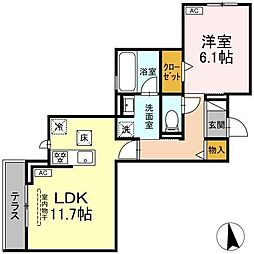 オリヴォ　フラガンテ 1階1LDKの間取り