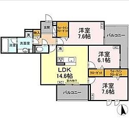 オリヴォ　フラガンテ 3階3LDKの間取り