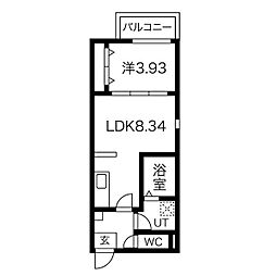 Calm烏森 3階1LDKの間取り