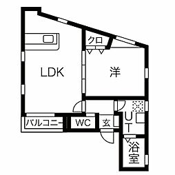 Blue Moon 名駅 2階1LDKの間取り