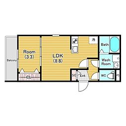 ジーメゾン名古屋正徳 3階1LDKの間取り