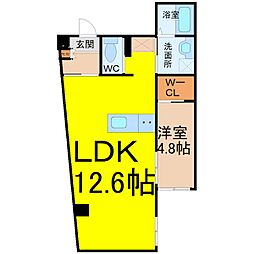 ミルノア尾頭橋 1階1LDKの間取り