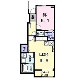 エスポワール　KIII 1階1LDKの間取り