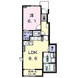 エスポワール　KIII 1階1LDKの間取り