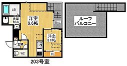 名鉄名古屋本線 山王駅 徒歩4分の賃貸アパート 2階1LDKの間取り