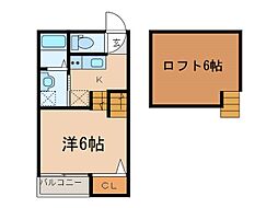 名古屋市営桜通線 桜本町駅 徒歩4分の賃貸アパート 1階1SKの間取り