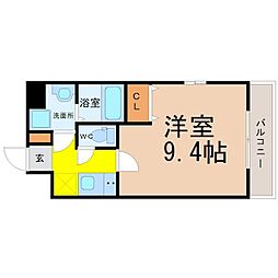 AH岩塚 3階1Kの間取り