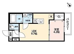 名古屋臨海高速あおなみ線 荒子駅 徒歩5分の賃貸アパート 1階1LDKの間取り