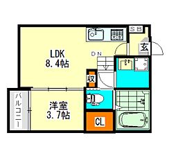 スヴニール伝馬 3階1LDKの間取り