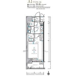 ディアレイシャス名古屋太閤通IV 1Kの間取図画像