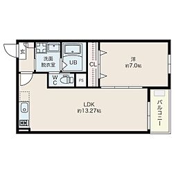 Jackkansei2 1LDKの間取図画像