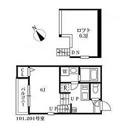 MIRAIGraceささしま 1SKの間取図画像