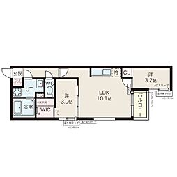 名古屋市中川区小本本町3丁目アパート 2LDKの間取図画像