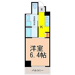 ワイズタワー新栄 3階1Kの間取り
