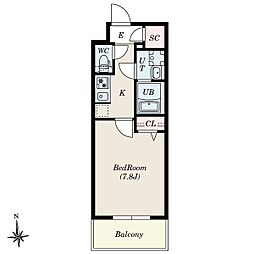 S-RESIDENCE尾頭橋beaute 7階1Kの間取り