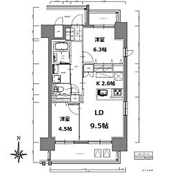 S-RESIDENCE亀島駅前blaze 9階2LDKの間取り