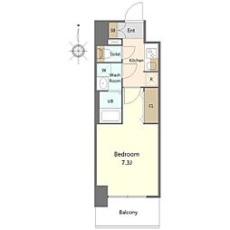 S-RESIDENCE亀島駅前ascent 8階1Kの間取り