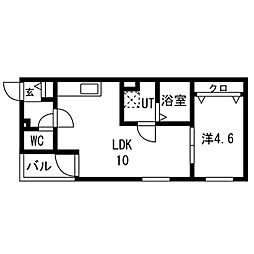 DEVELD本陣 1階1LDKの間取り