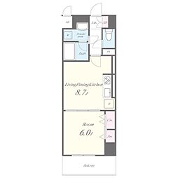 パルファンドゥジョア 1階1LDKの間取り