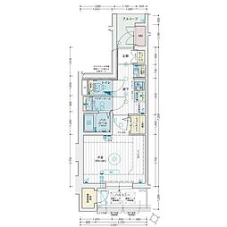 エステムコート名古屋葵 5階1Kの間取り