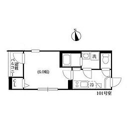ハーモニーテラス大久手町 1階1Kの間取り