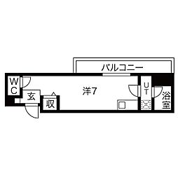 Pre cher 浄心 2階ワンルームの間取り