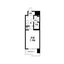 エコロジー鶴舞レジデンス 2階1Kの間取り