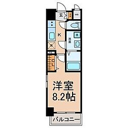 axis sakura 6階1Kの間取り
