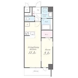 エスポワール黄金 2階1LDKの間取り