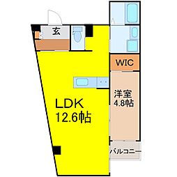 ミルノア尾頭橋 2階1LDKの間取り