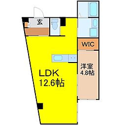 ミルノア尾頭橋 1階1LDKの間取り