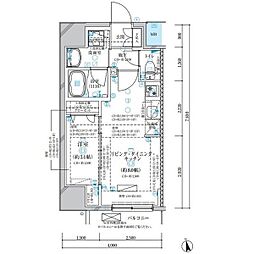 ディアレイシャス名古屋浄心 7階1LDKの間取り