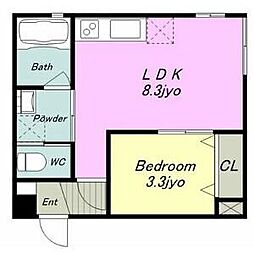 Avance名駅通 2階1LDKの間取り