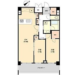 グランルクレ新栄イースト 9階2LDKの間取り