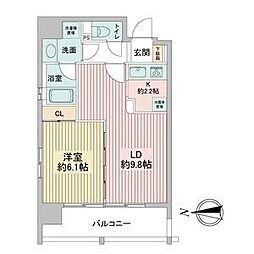 レインボーピア記念橋 2階1LDKの間取り