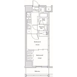 ザ・パークハビオ名古屋松原 7階2Kの間取り