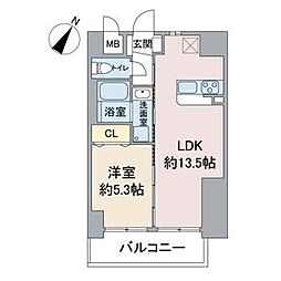 鉦銀館 6階1LDKの間取り