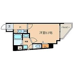 スカイコート葵 6階1Kの間取り