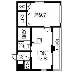 メゾンアンブリック 1LDKの間取図画像