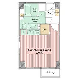 ミュプレ矢場町 5階ワンルームの間取り