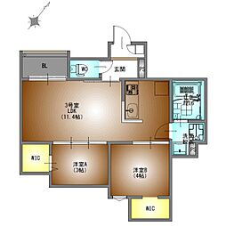 REGALESTルミナス黄金 2LDKの間取図画像