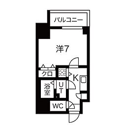 エスプレイス鶴舞ガーデンテラス 1Kの間取図画像