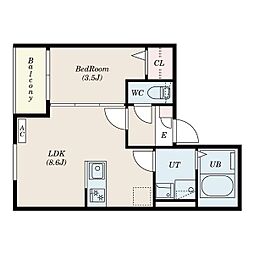 Patina東枇杷島 1LDKの間取図画像