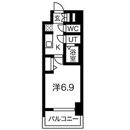 メイクスアート太閤通 1Kの間取図画像