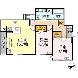 名古屋市昭和区広瀬町1丁目アパート 2LDKの間取図画像
