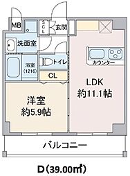 クレールシティ御器所 1LDKの間取図画像