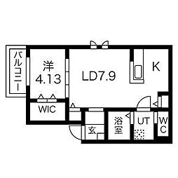 Delica黒川 1LDKの間取図画像